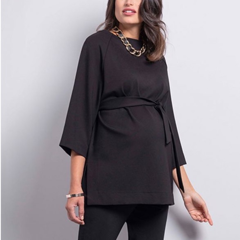 Seraphine Black Ponte Maternity Top